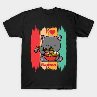 Cat Eating Ramen T-Shirt